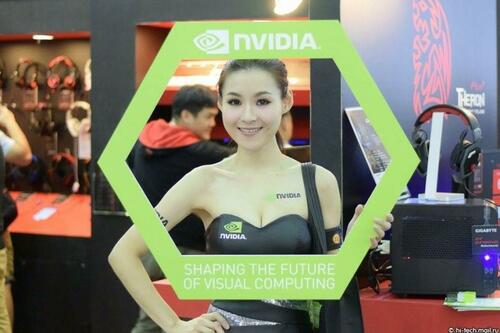 Nvidia booth babe at Computex in 2014, before the world turned against pretty women at tech conferences.